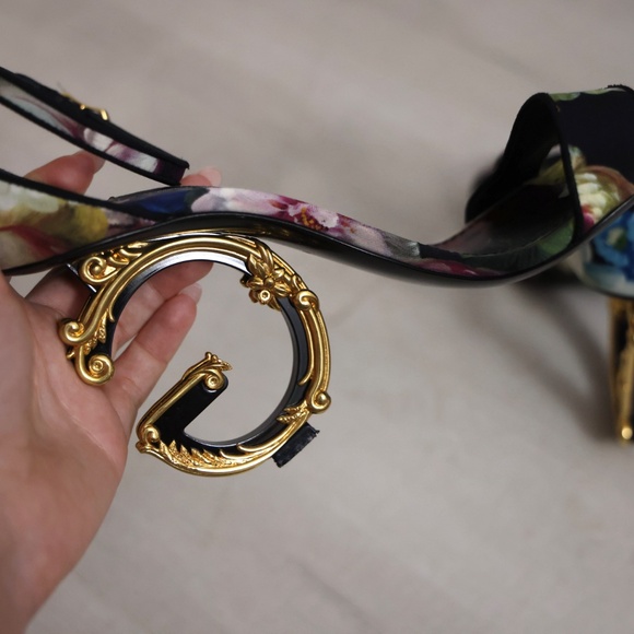 Dolce & Gabbana Floral Baroque Heel Sandals - Picture 3 of 12